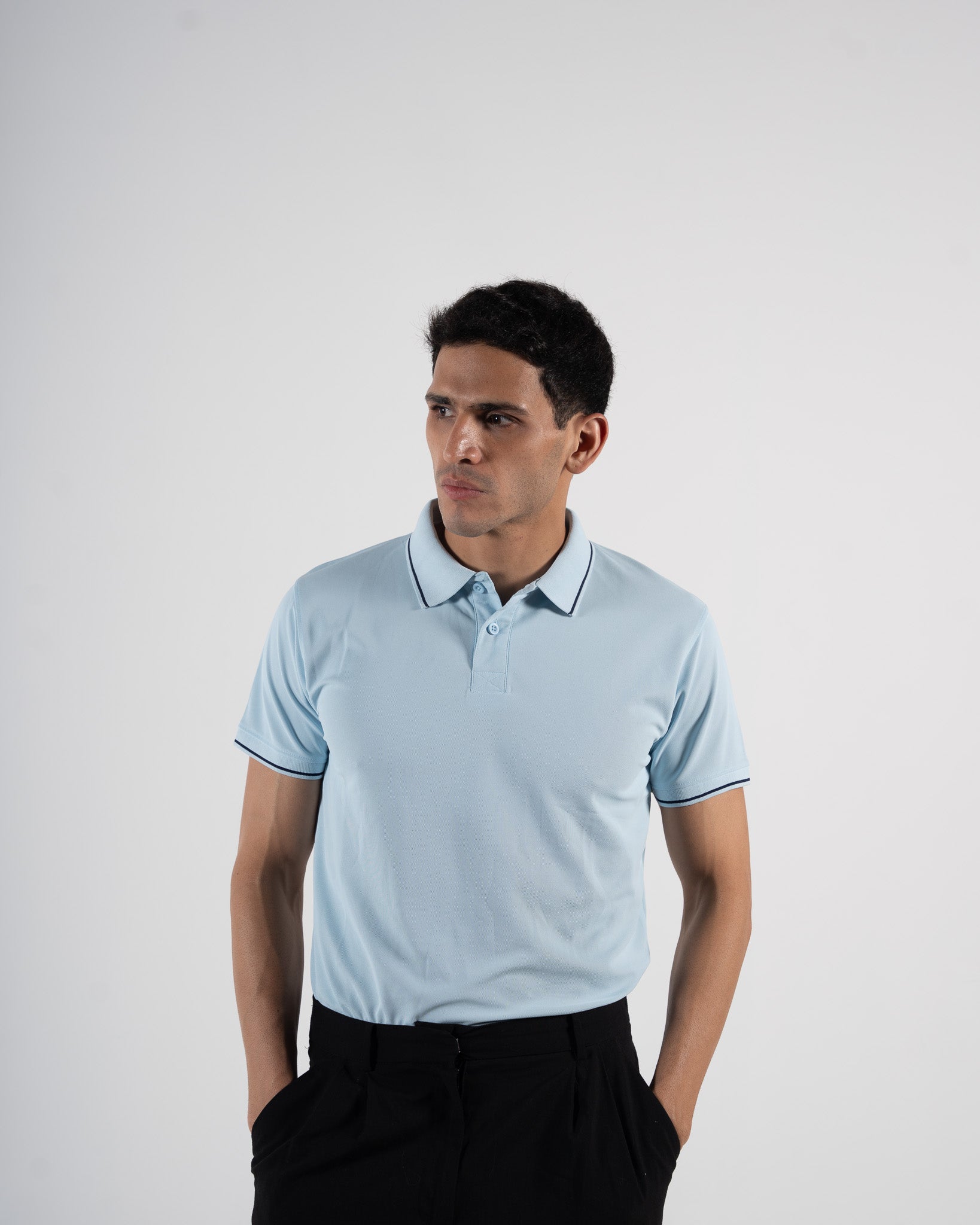 Contoured Arctic Blue Polo T-Shirt