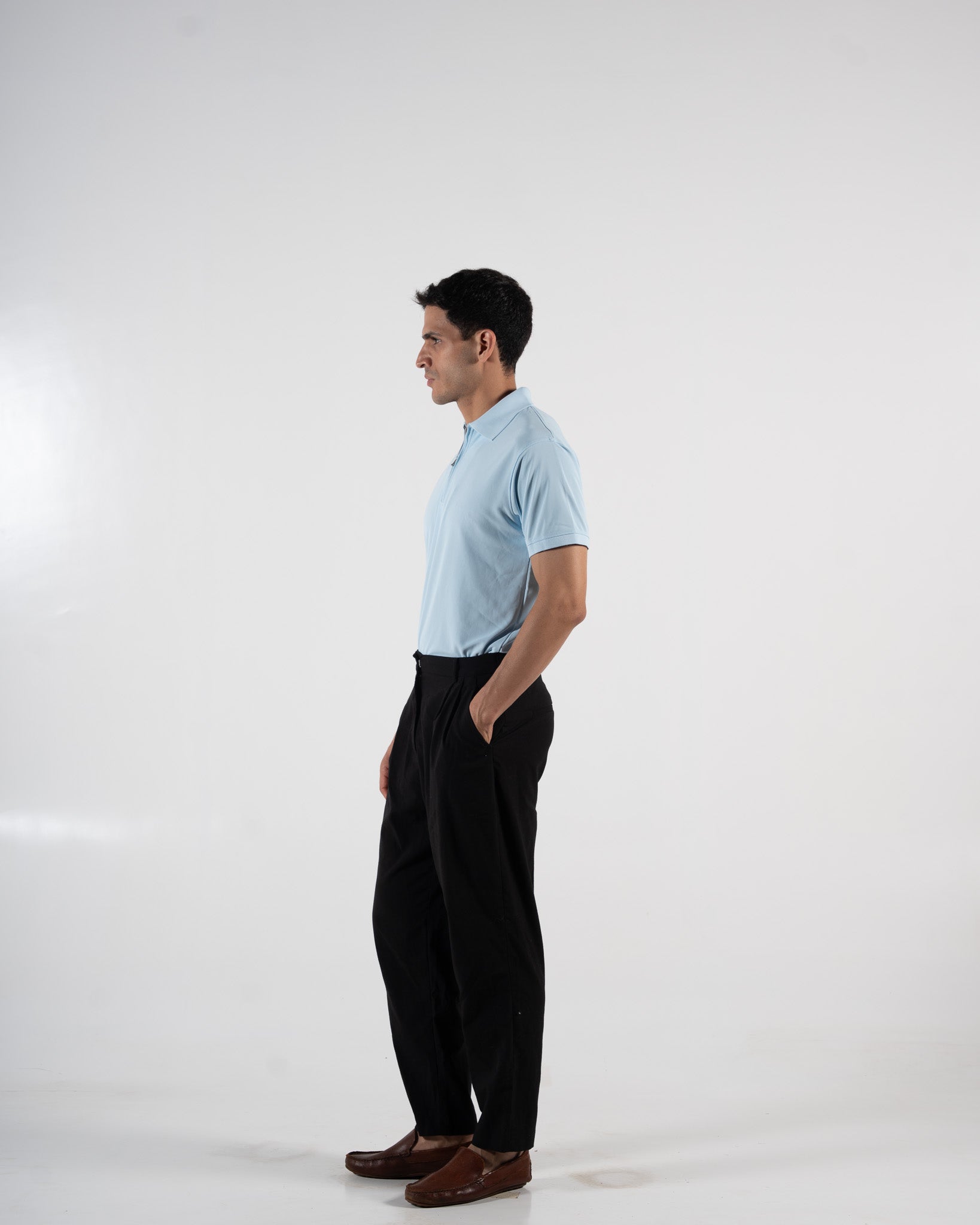 Zipper Arctic Blue Polo T-Shirt
