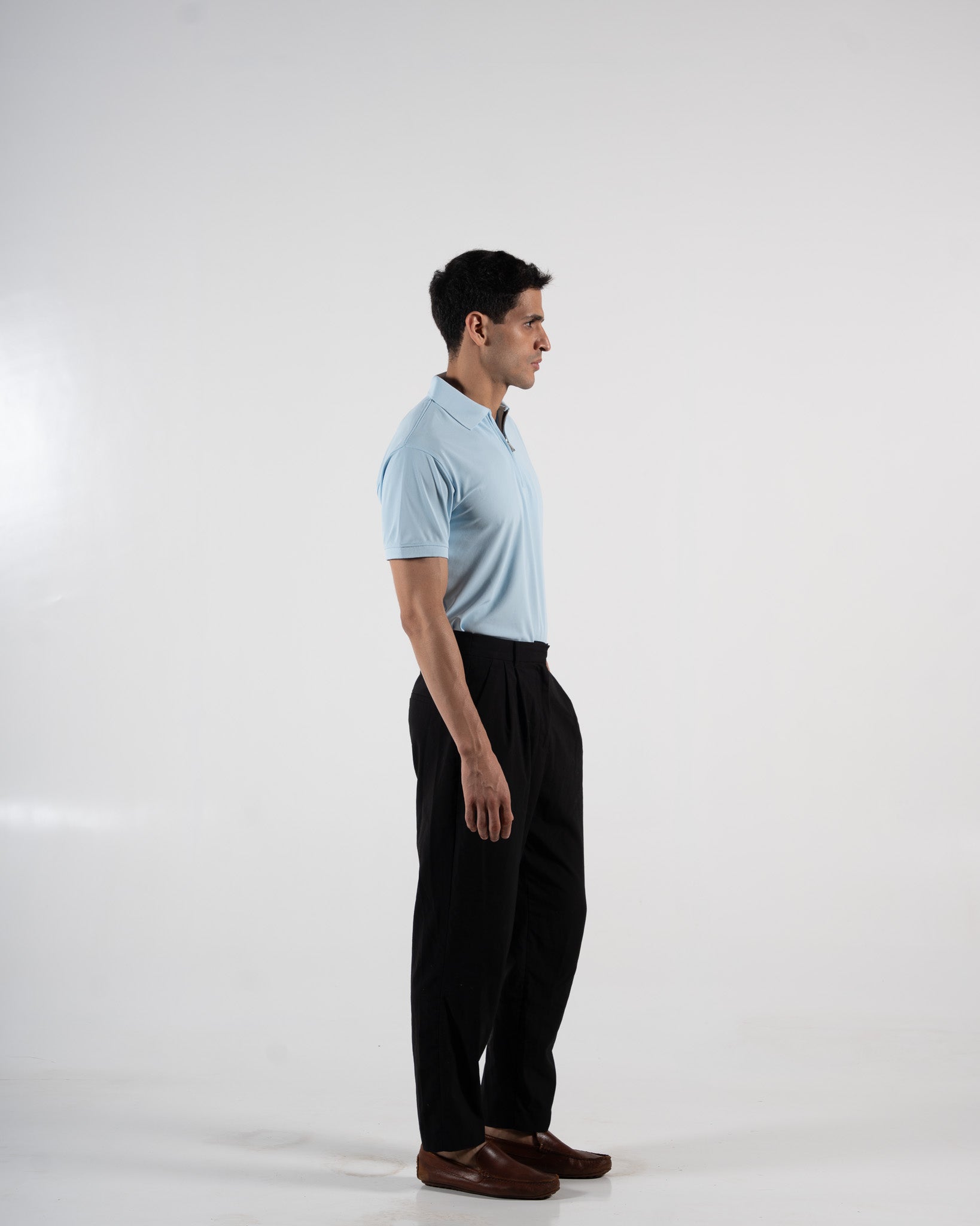 Zipper Arctic Blue Polo T-Shirt