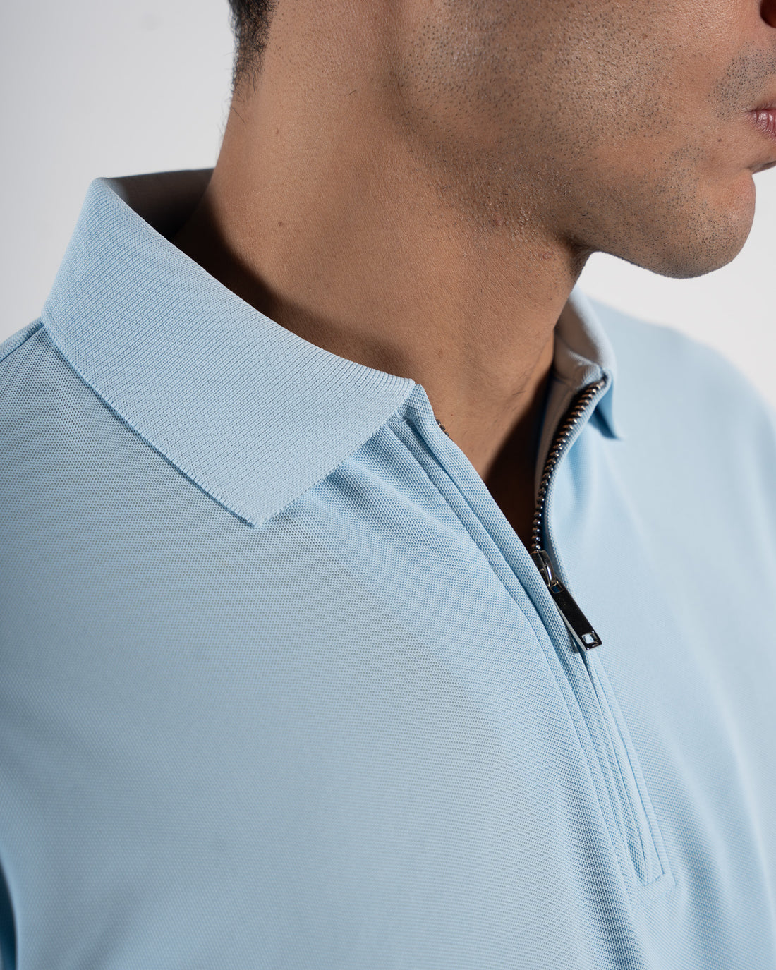 Zipper Arctic Blue Polo T-Shirt