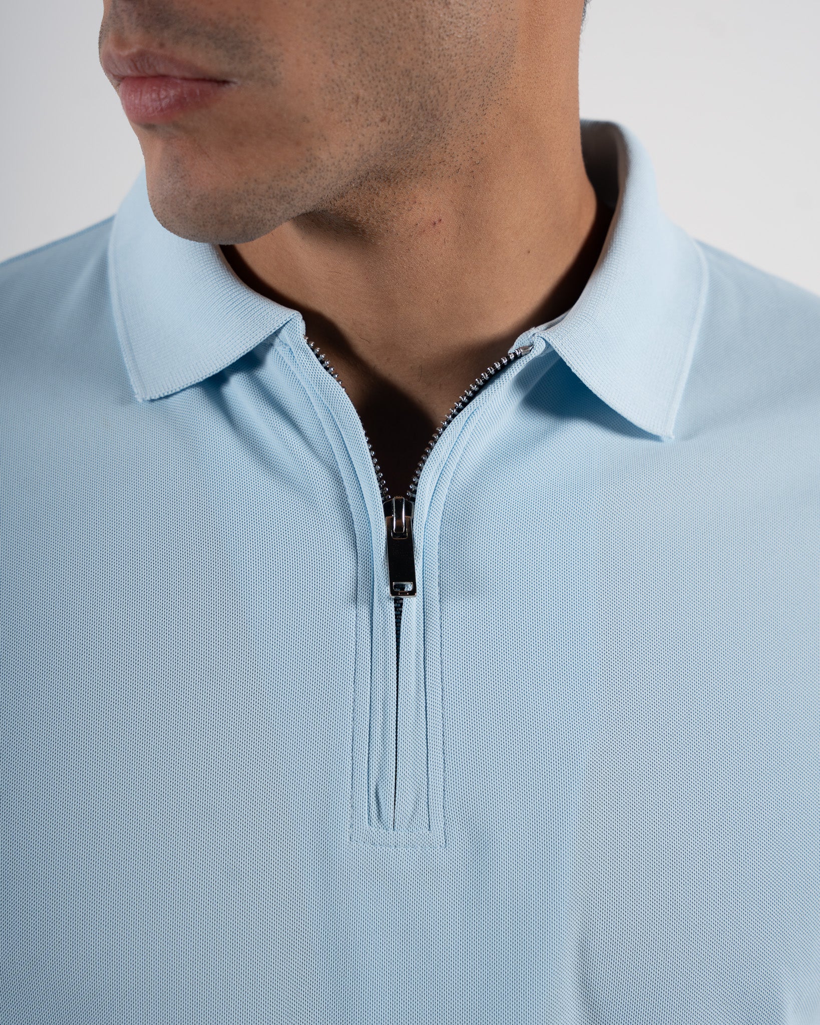 Zipper Arctic Blue Polo T-Shirt