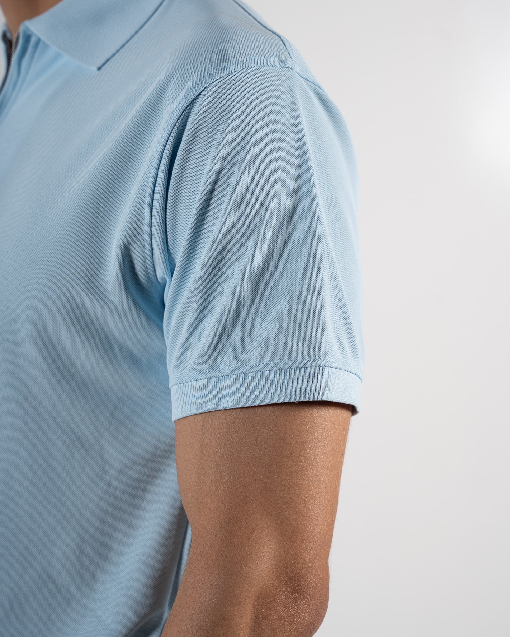 Zipper Arctic Blue Polo T-Shirt
