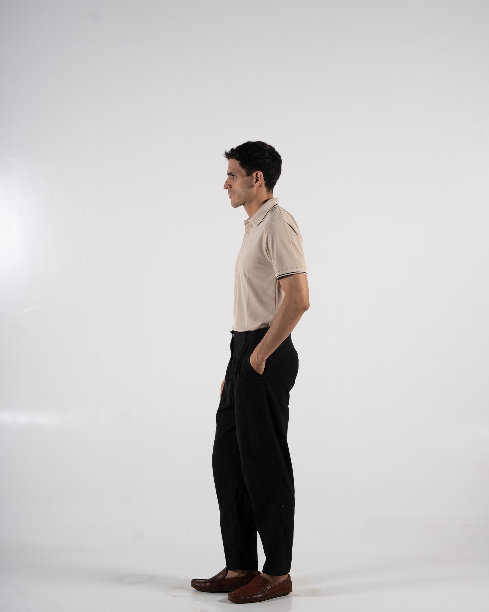 Contoured Champagne Beige Polo T-Shirt