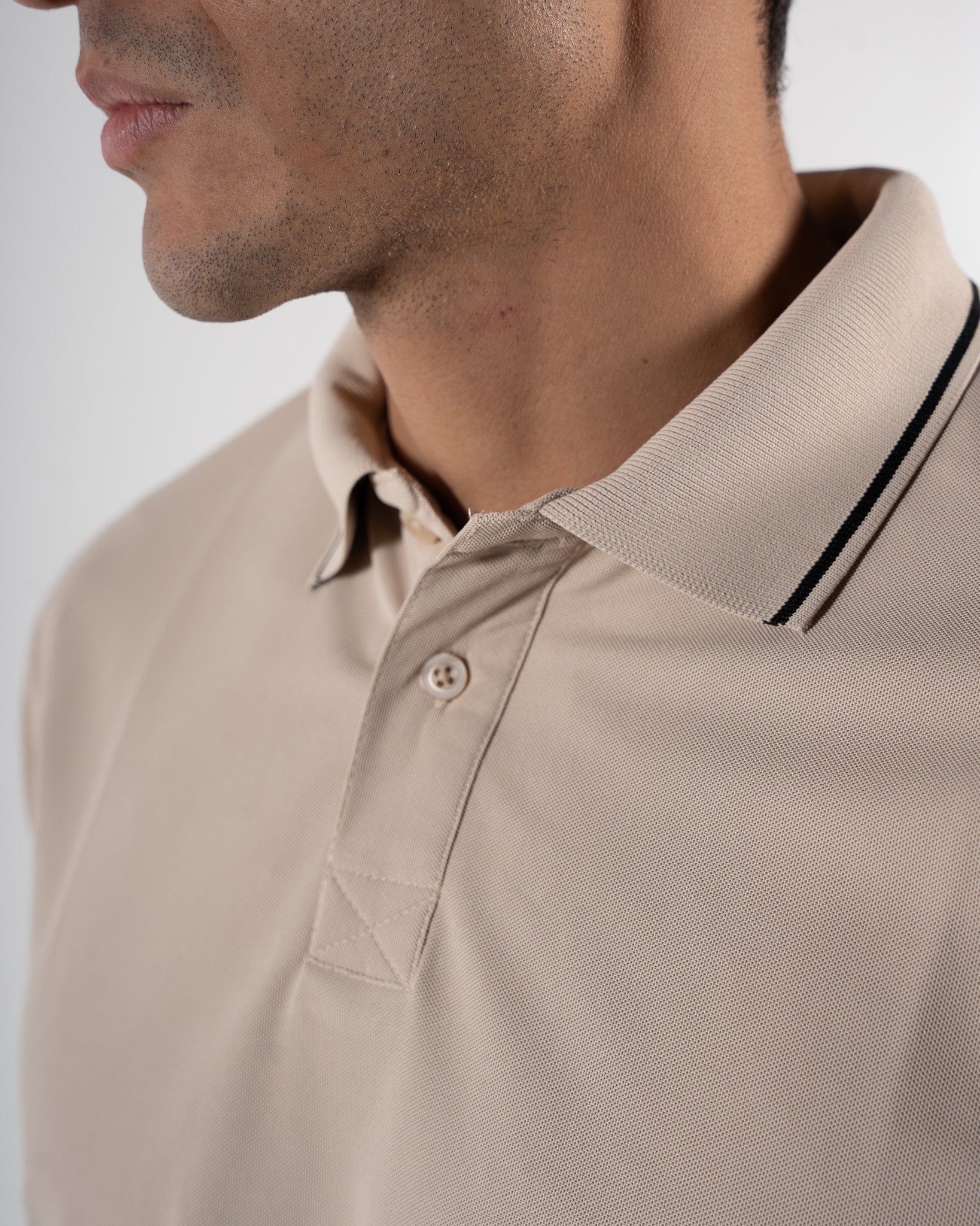 Contoured Champagne Beige Polo T-Shirt
