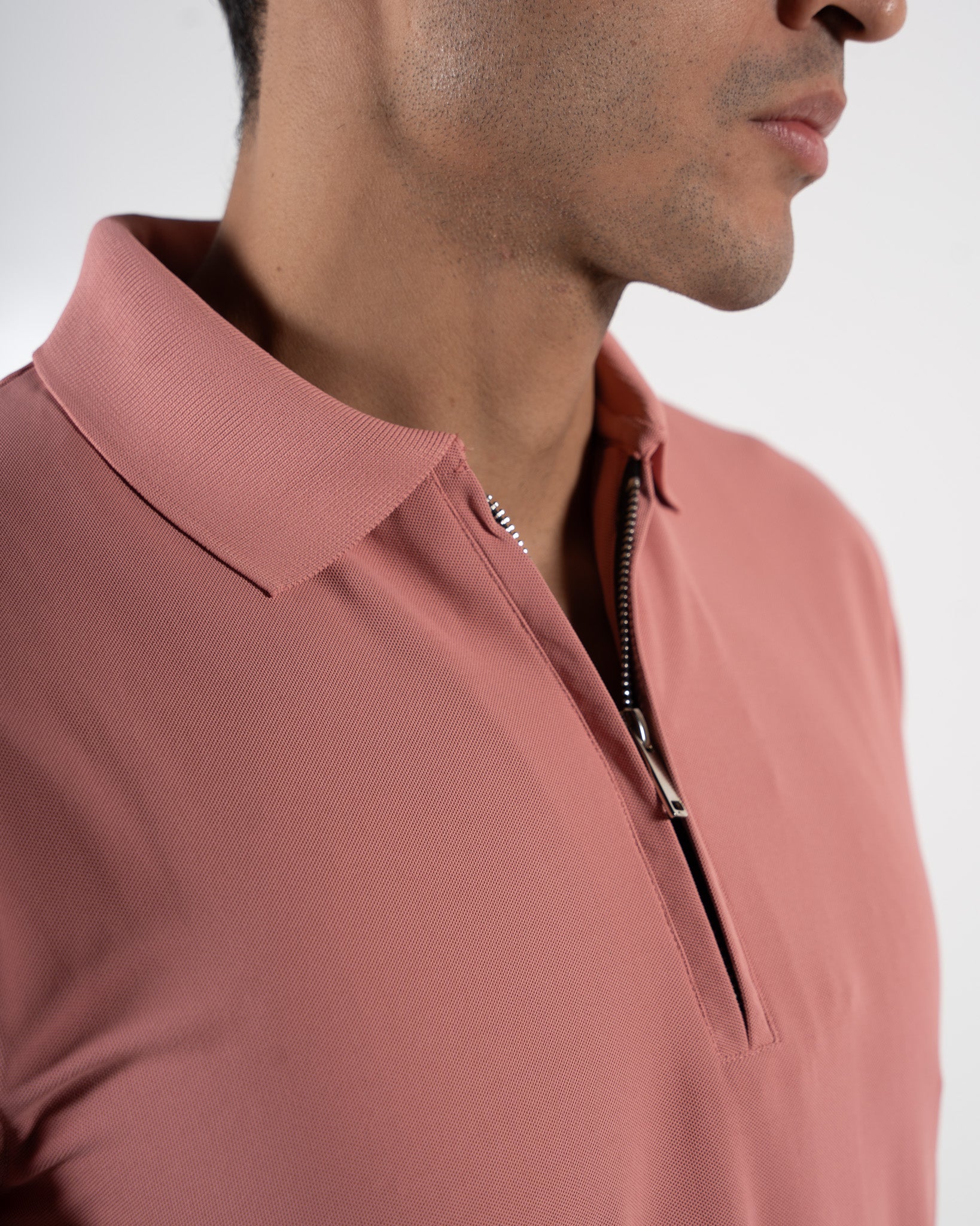 Zipper Sienna Terracotta Polo T-Shirt