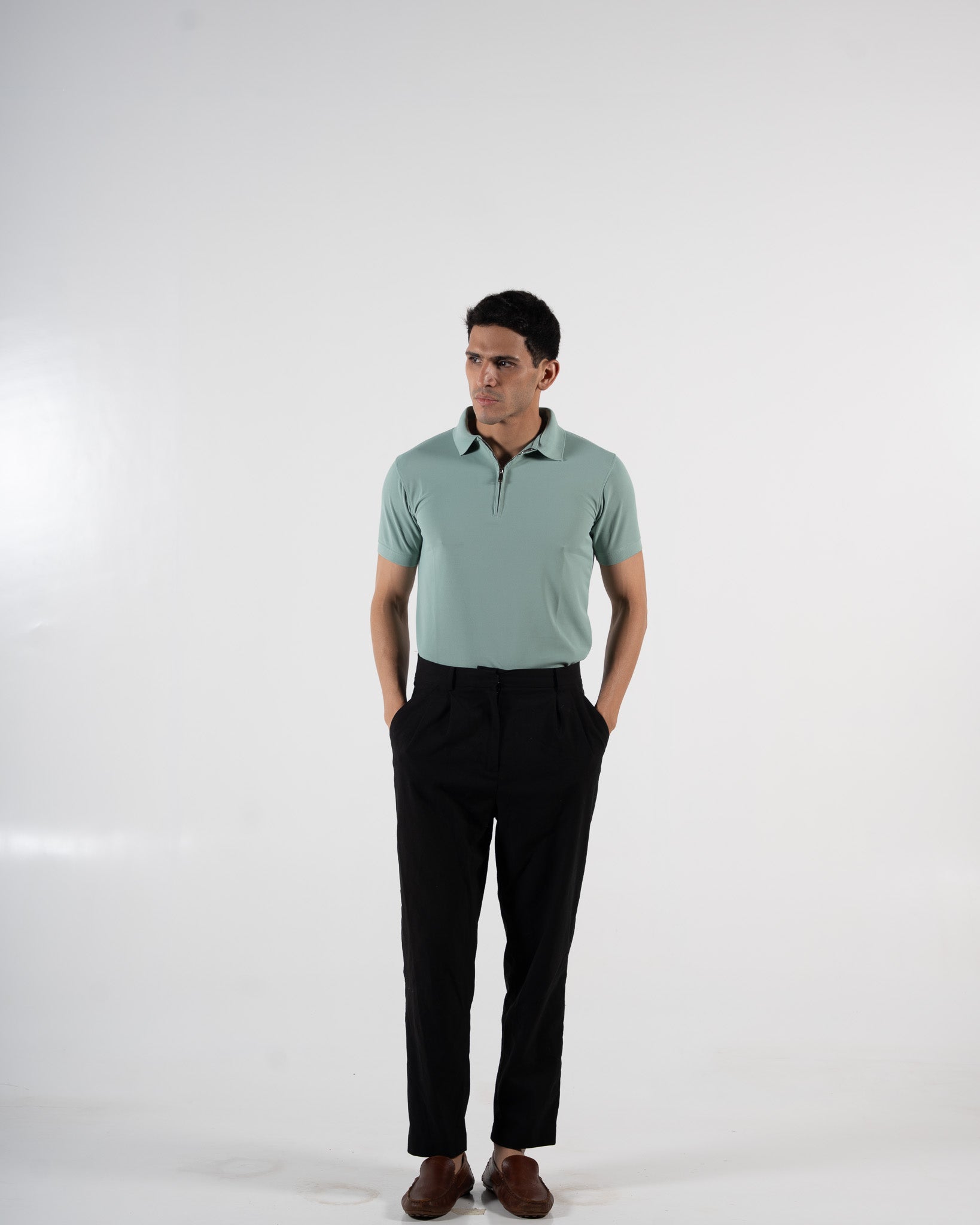 Zipper Glacier Green Polo T-Shirt