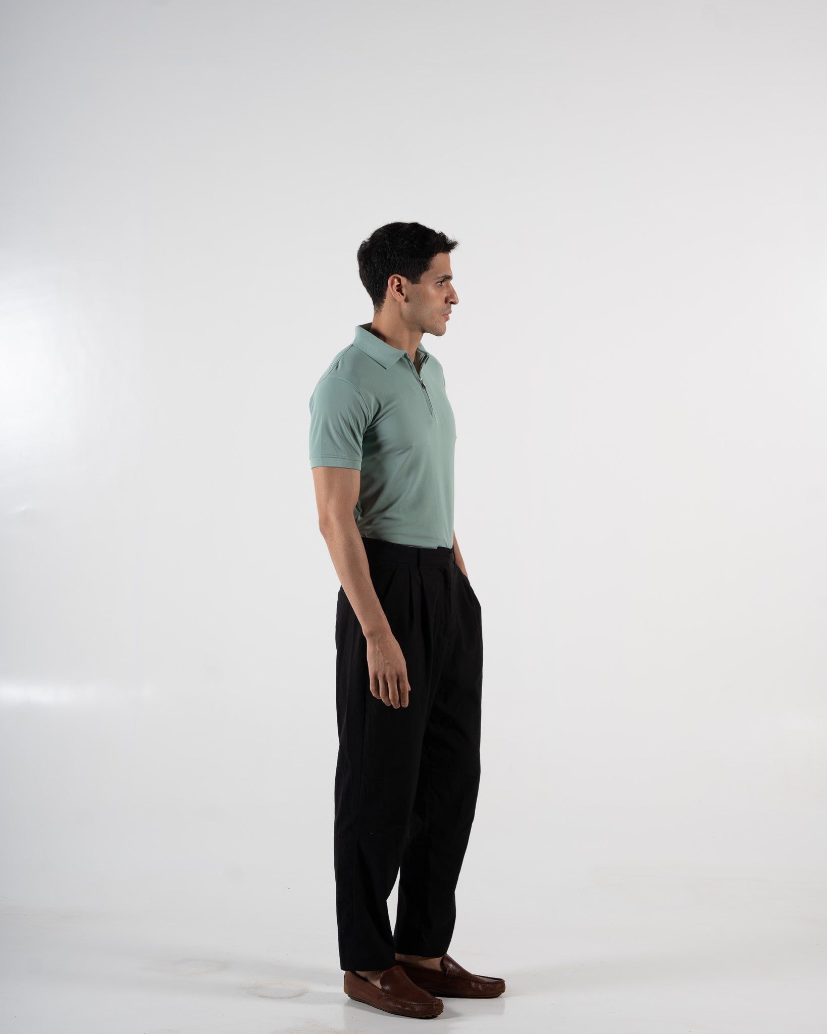 Zipper Glacier Green Polo T-Shirt