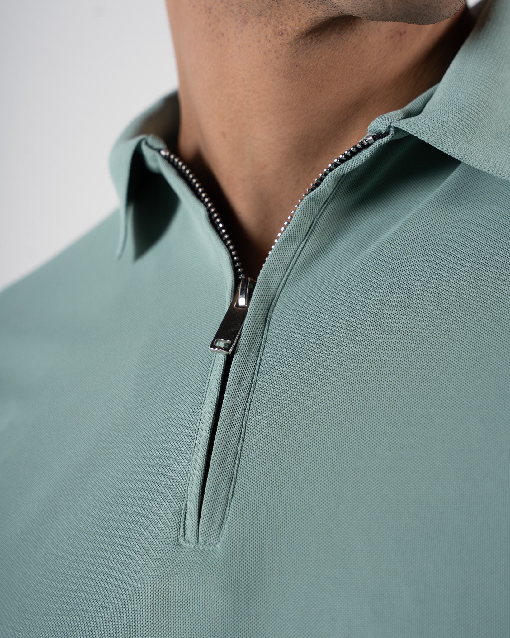 Zipper Glacier Green Polo T-Shirt