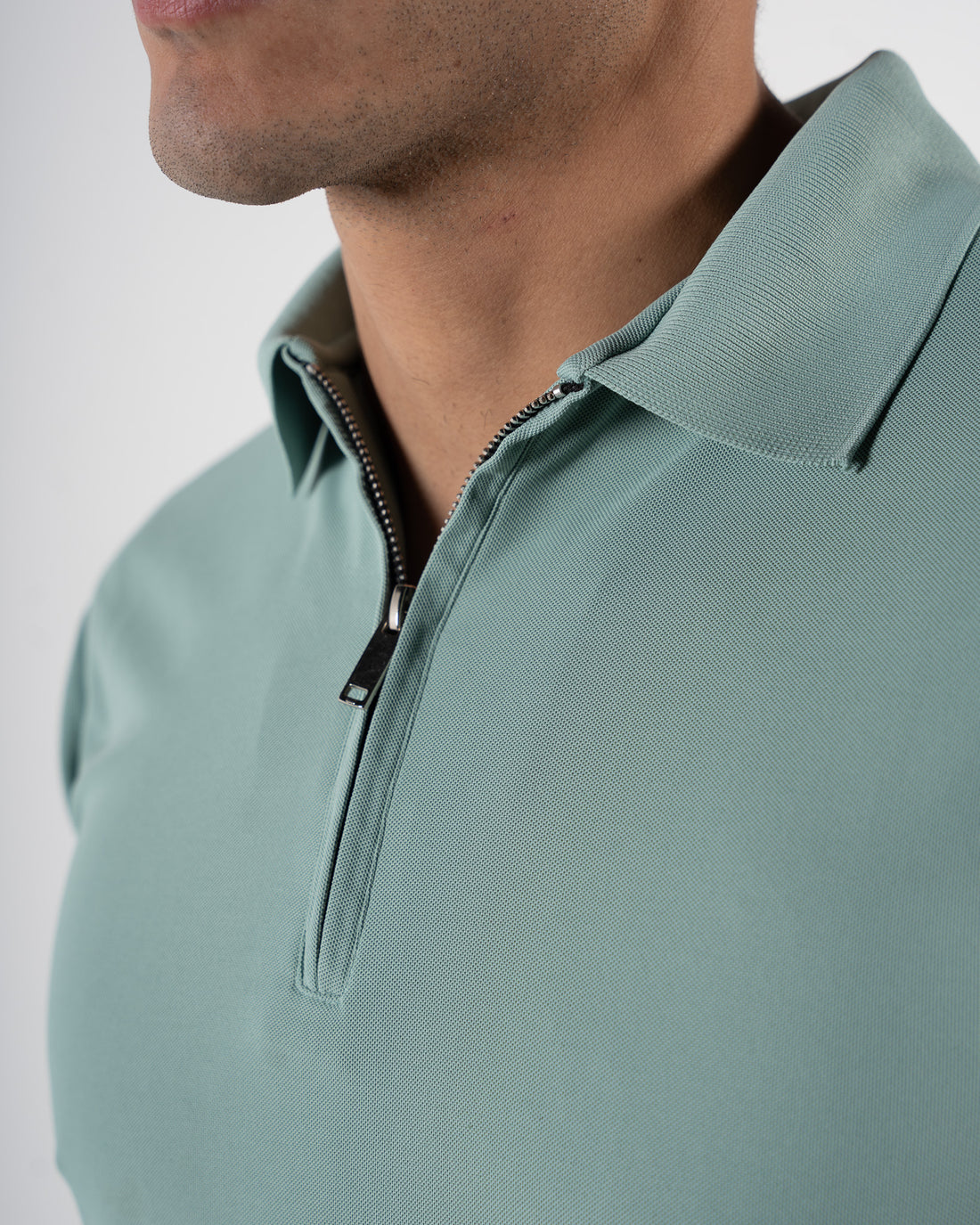 Zipper Glacier Green Polo T-Shirt