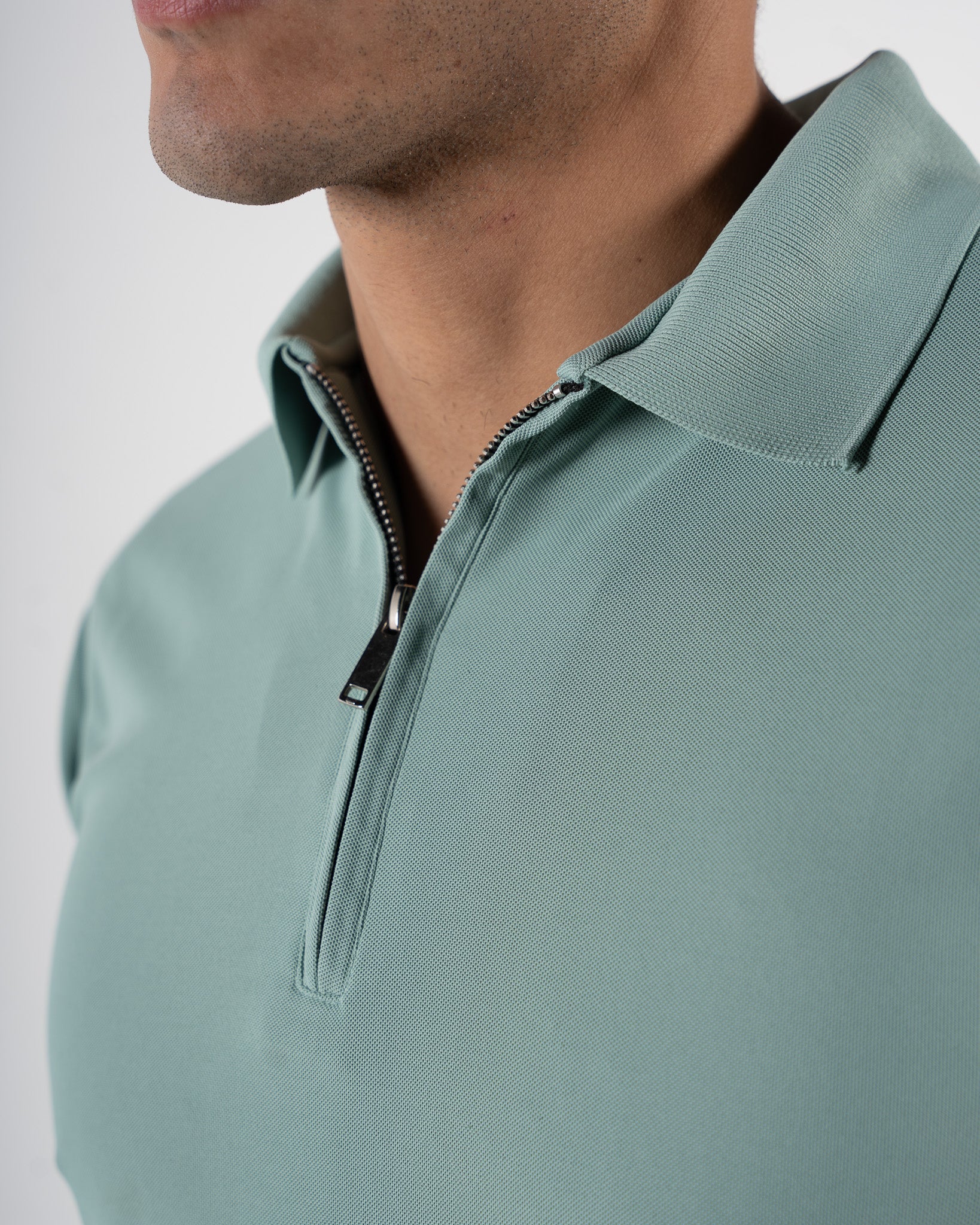 Zipper Glacier Green Polo T-Shirt
