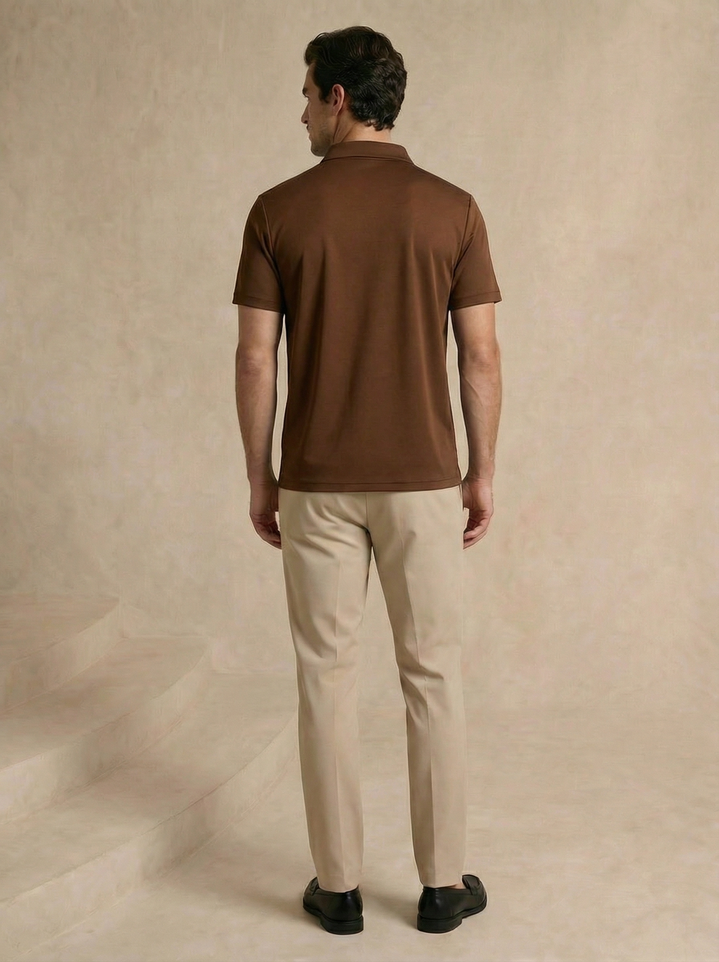 Zipper Cedar Brown Polo T-Shirt