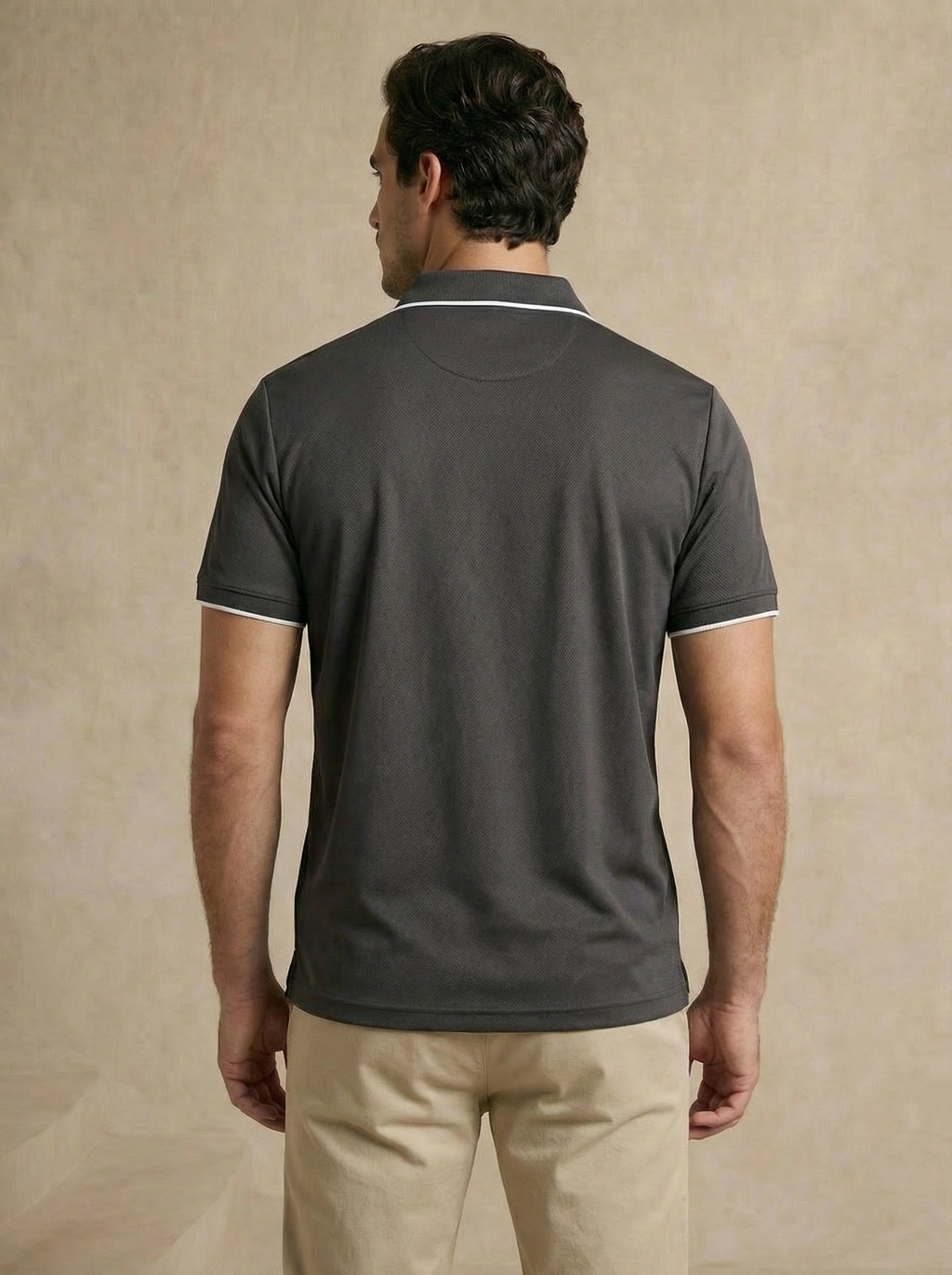 Contoured Slate Grey Polo T-Shirt
