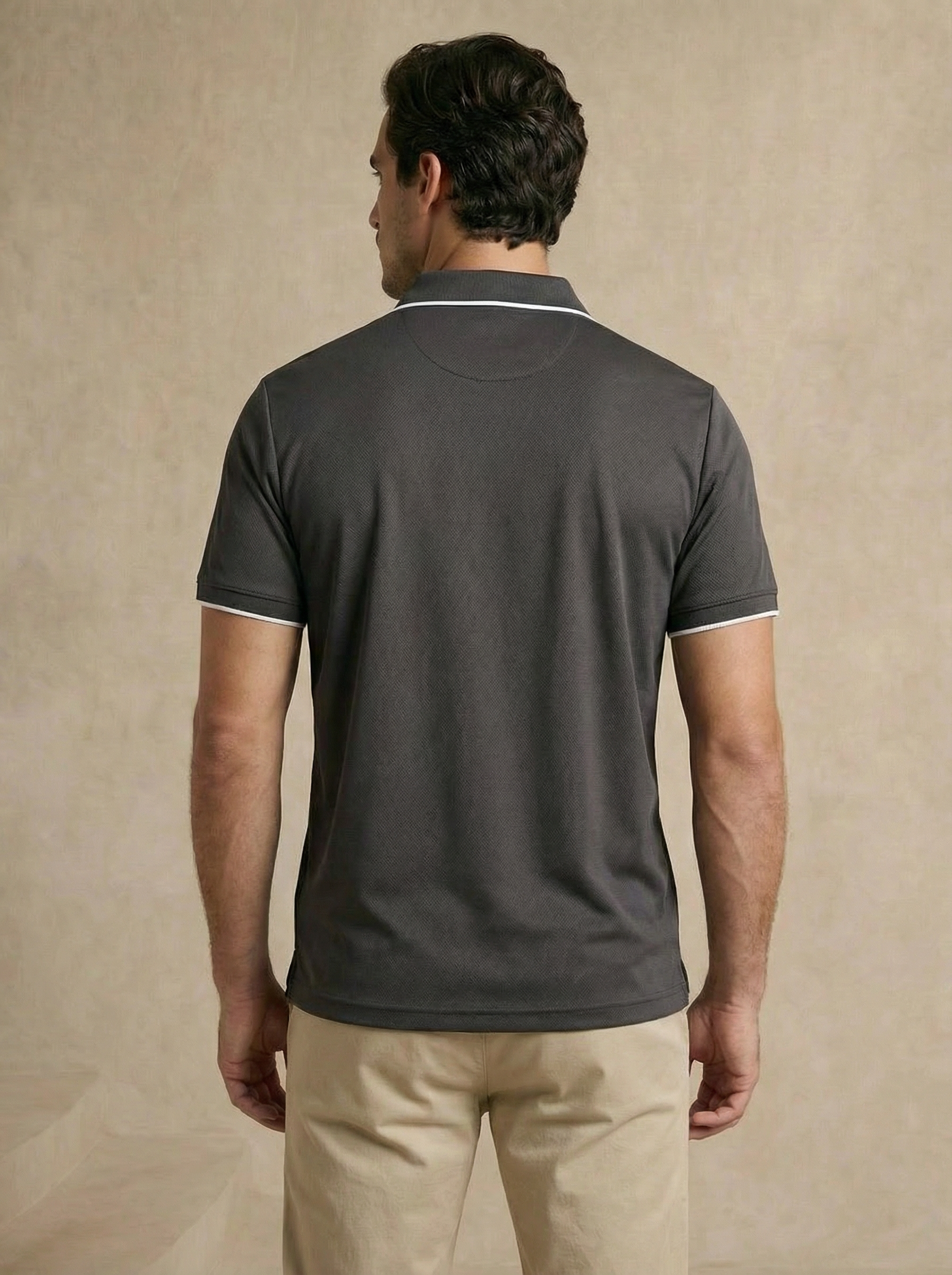 Contoured Slate Grey Polo T-Shirt