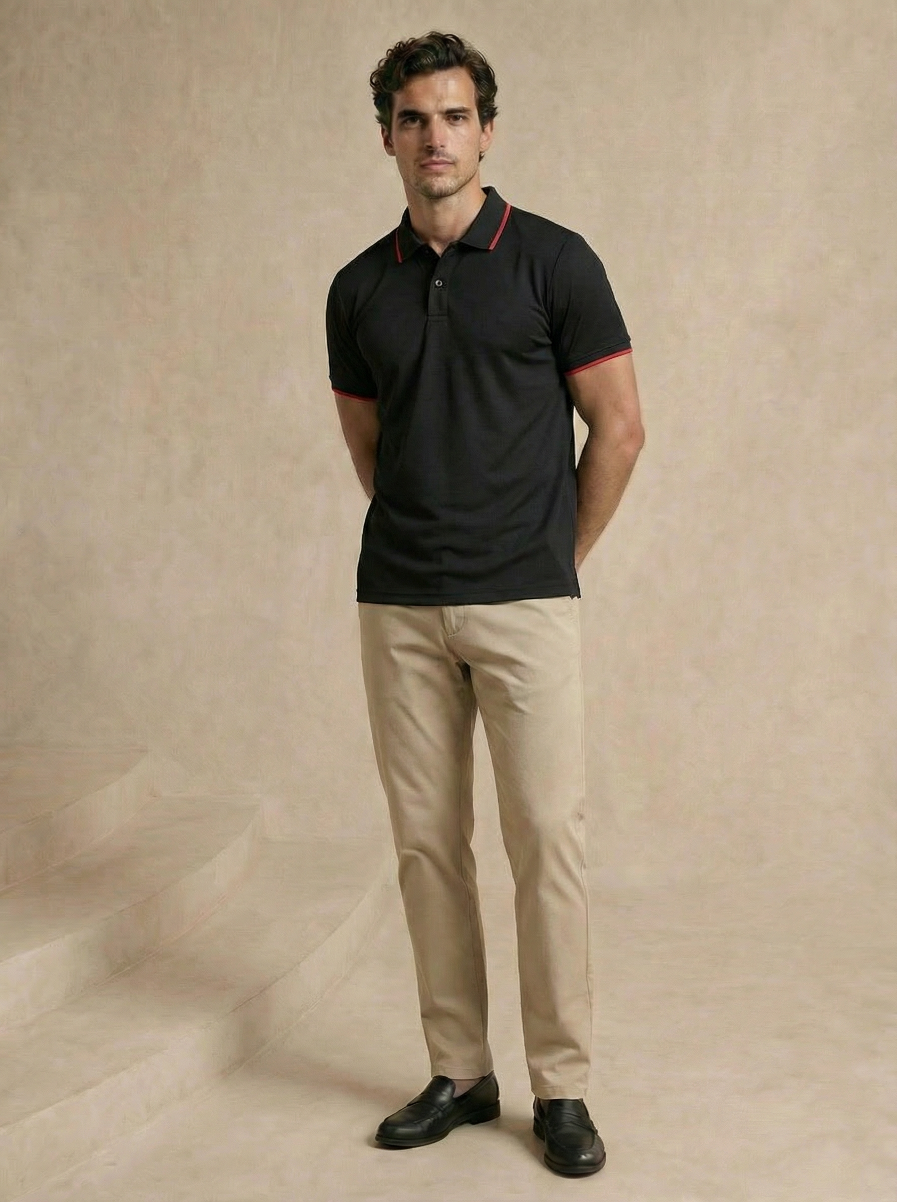 Contoured Obsidian Black Polo T-Shirt
