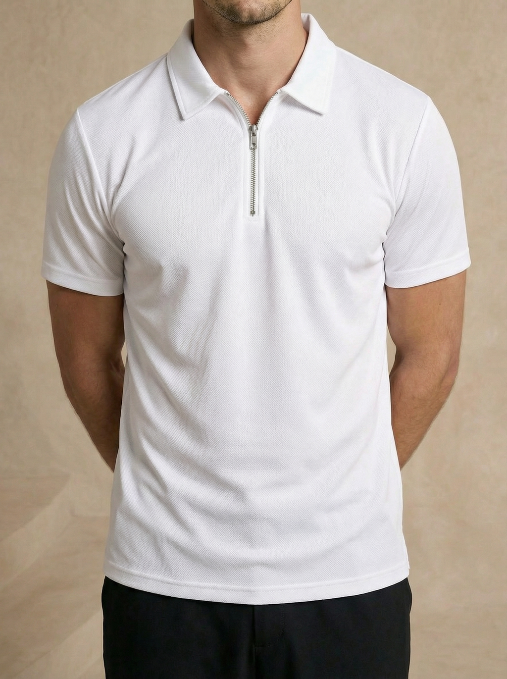 Zipper Snow White Polo T-Shirt