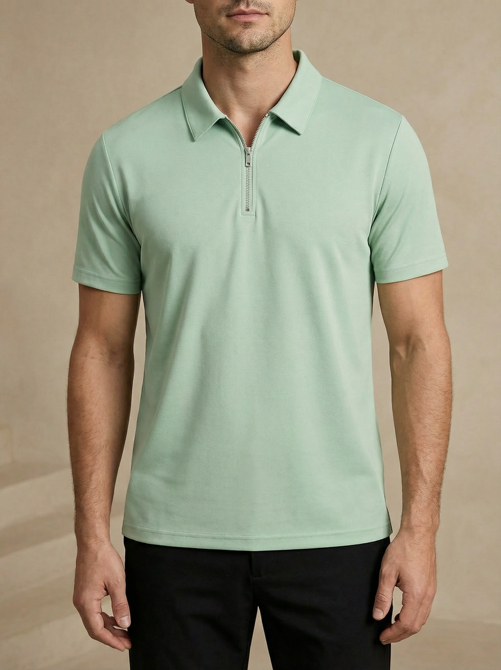 Zipper Glacier Green Polo T-Shirt
