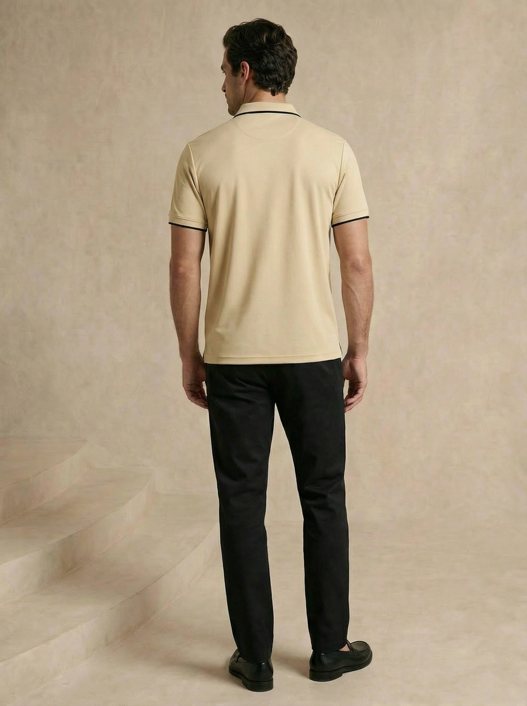 Contoured Champagne Beige Polo T-Shirt