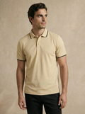 Contoured Champagne Beige Polo T-Shirt