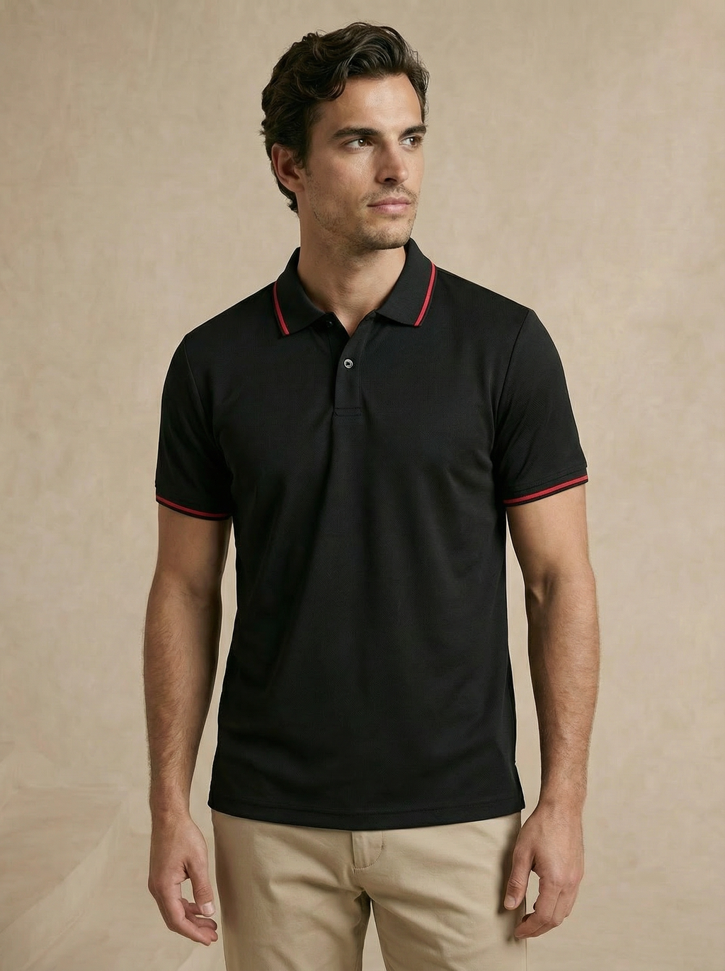 Contoured Obsidian Black Polo T-Shirt