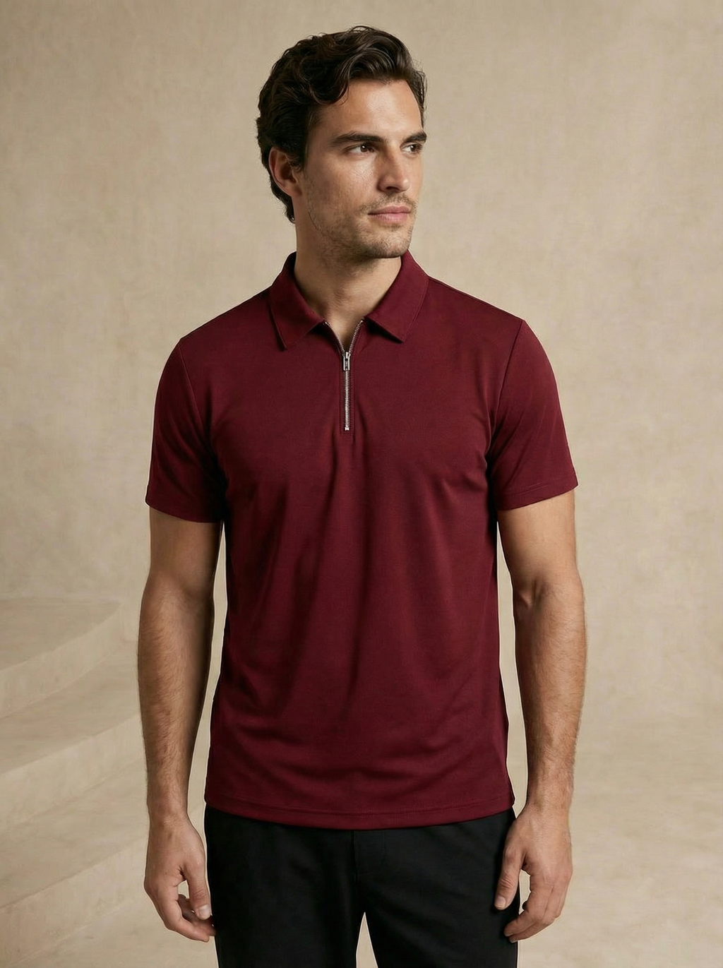 Zipper Regal Red Polo T-Shirt