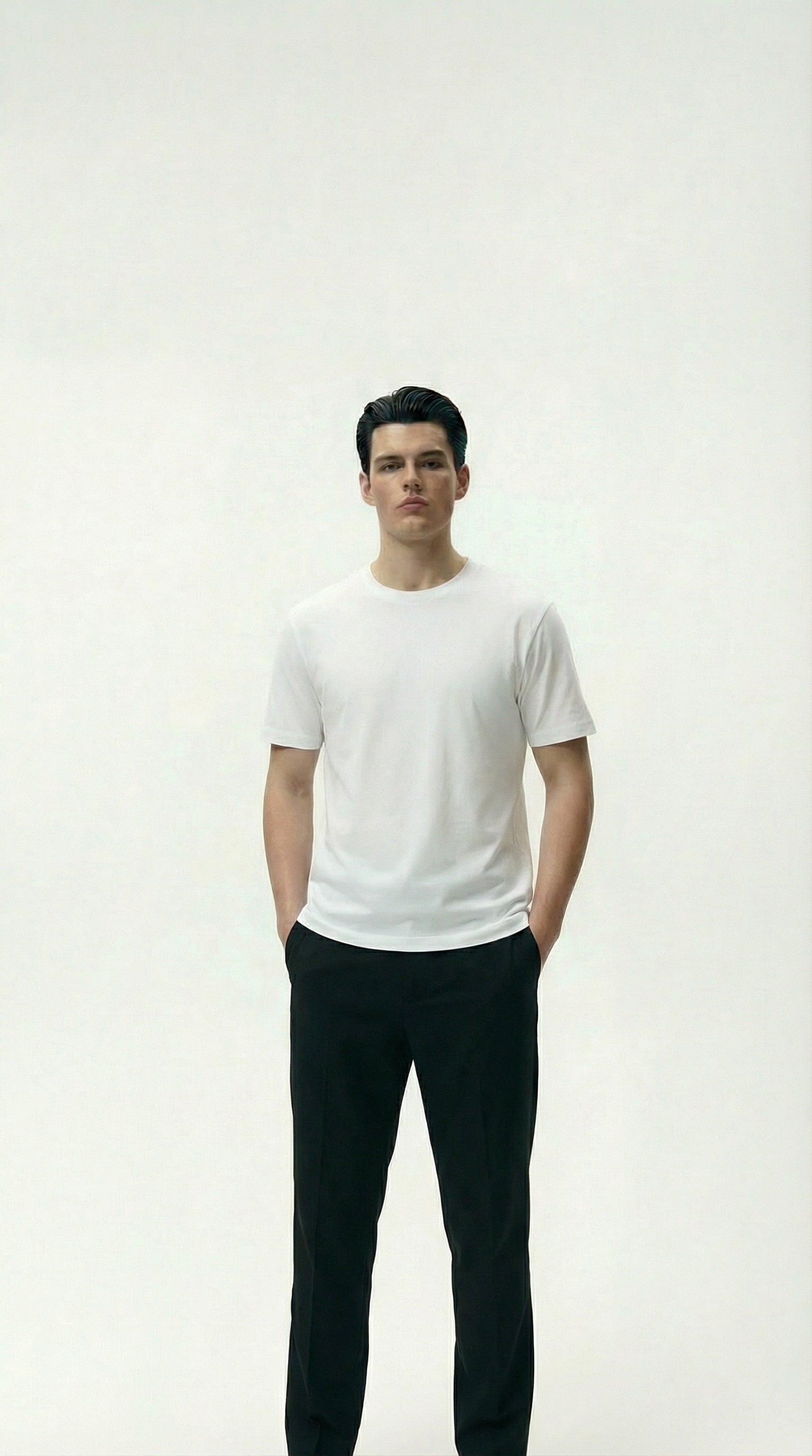 Solid Round Neck White Tshirt