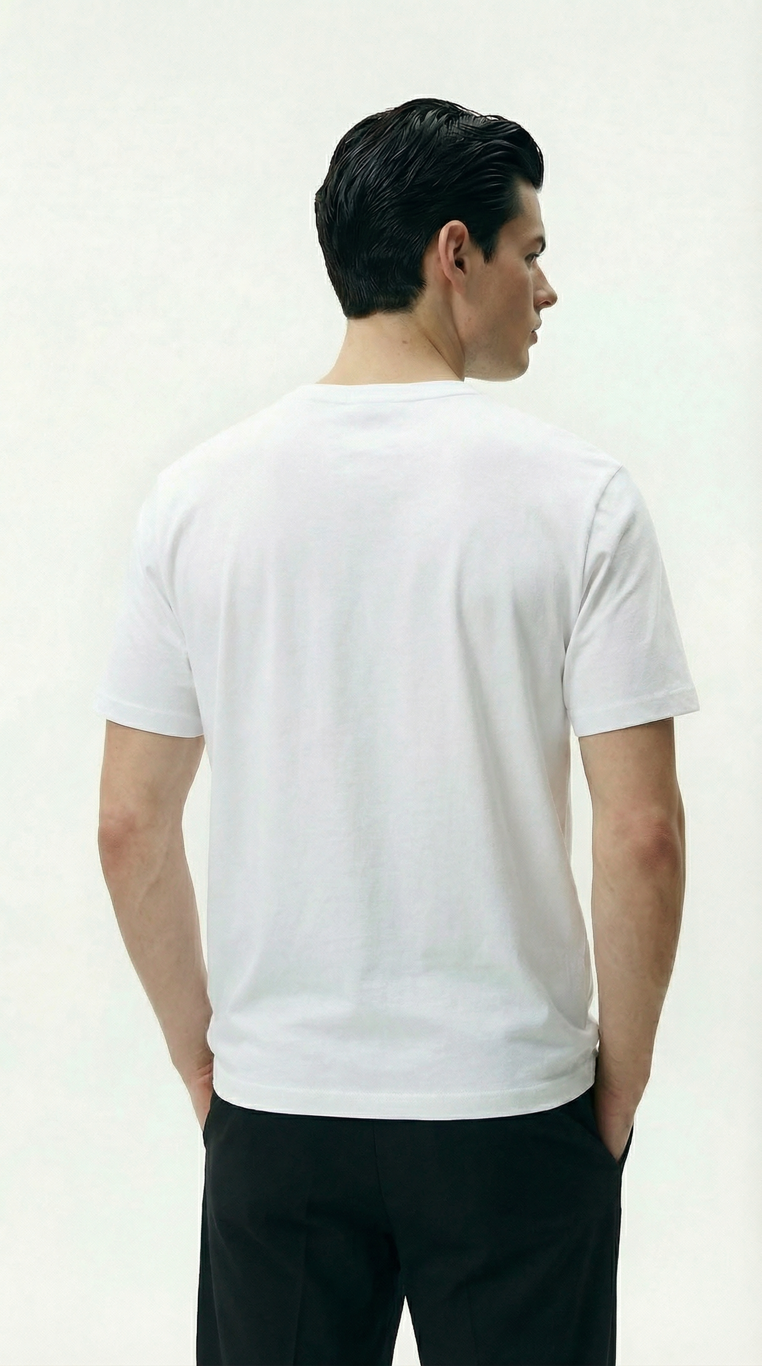 Solid Round Neck White Tshirt