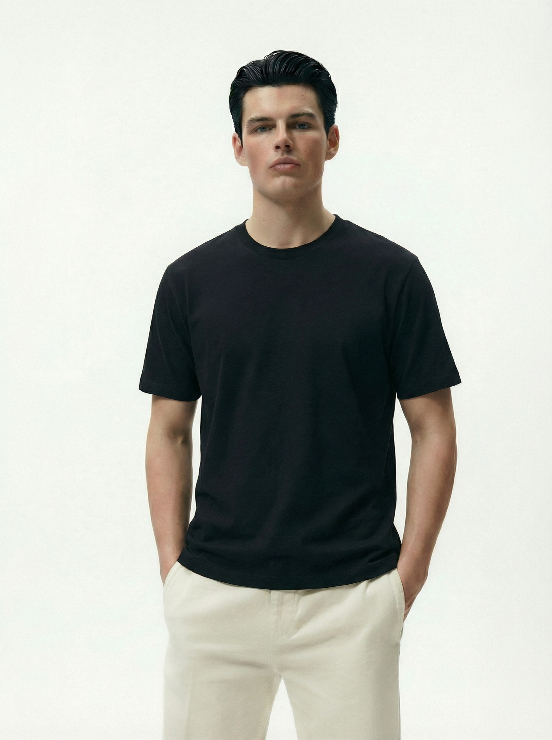Solid Black Round Neck Tshirt