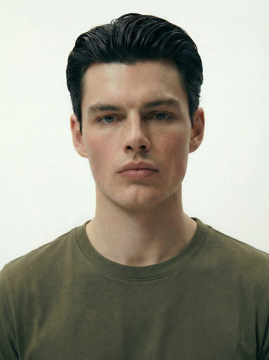 Solid Round Neck Olive Green Tshirt