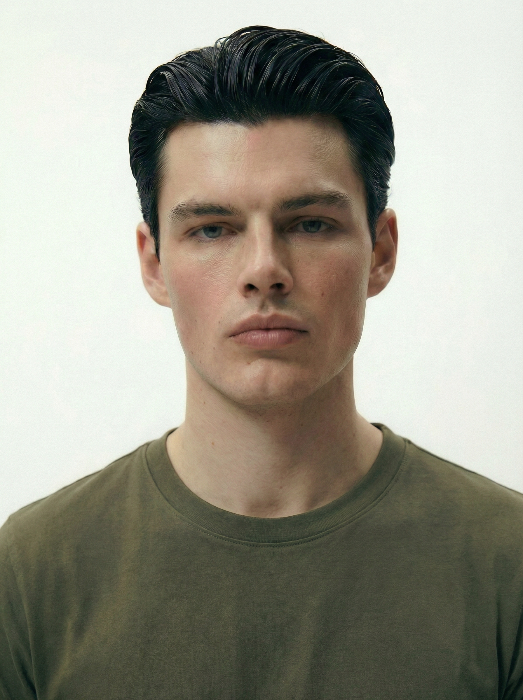 Solid Round Neck Olive Green Tshirt