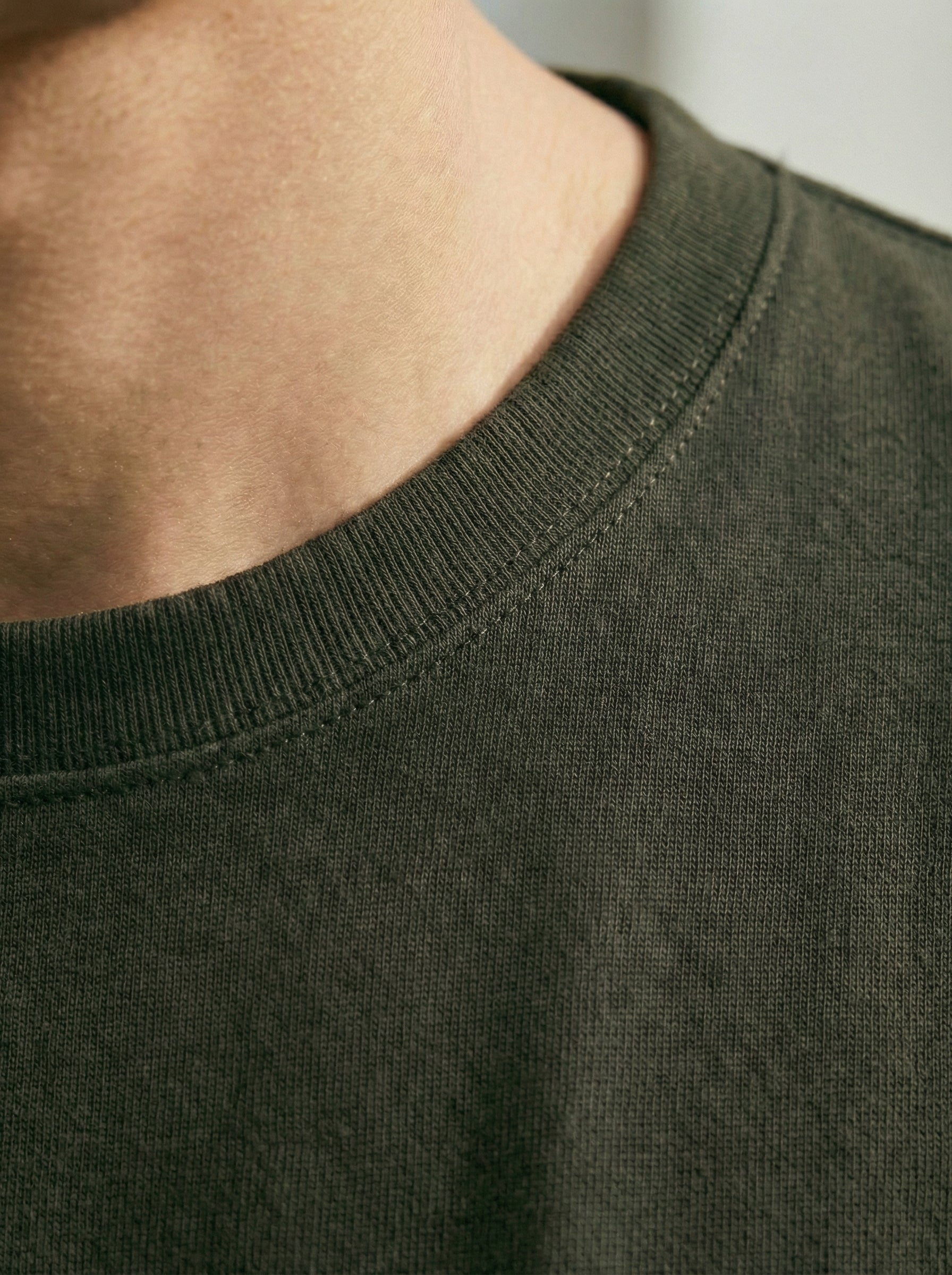 Solid Round Neck Olive Green Tshirt