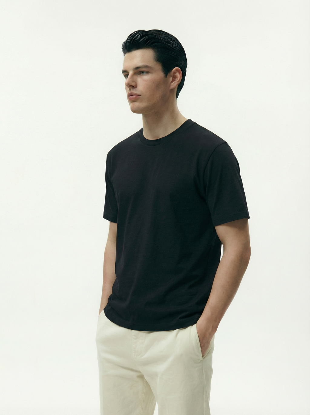 Solid Black Round Neck Tshirt