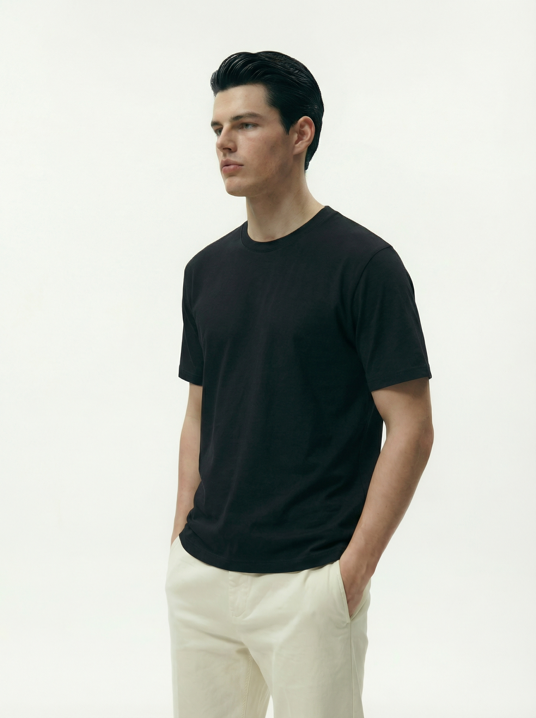 Solid Black Round Neck Tshirt