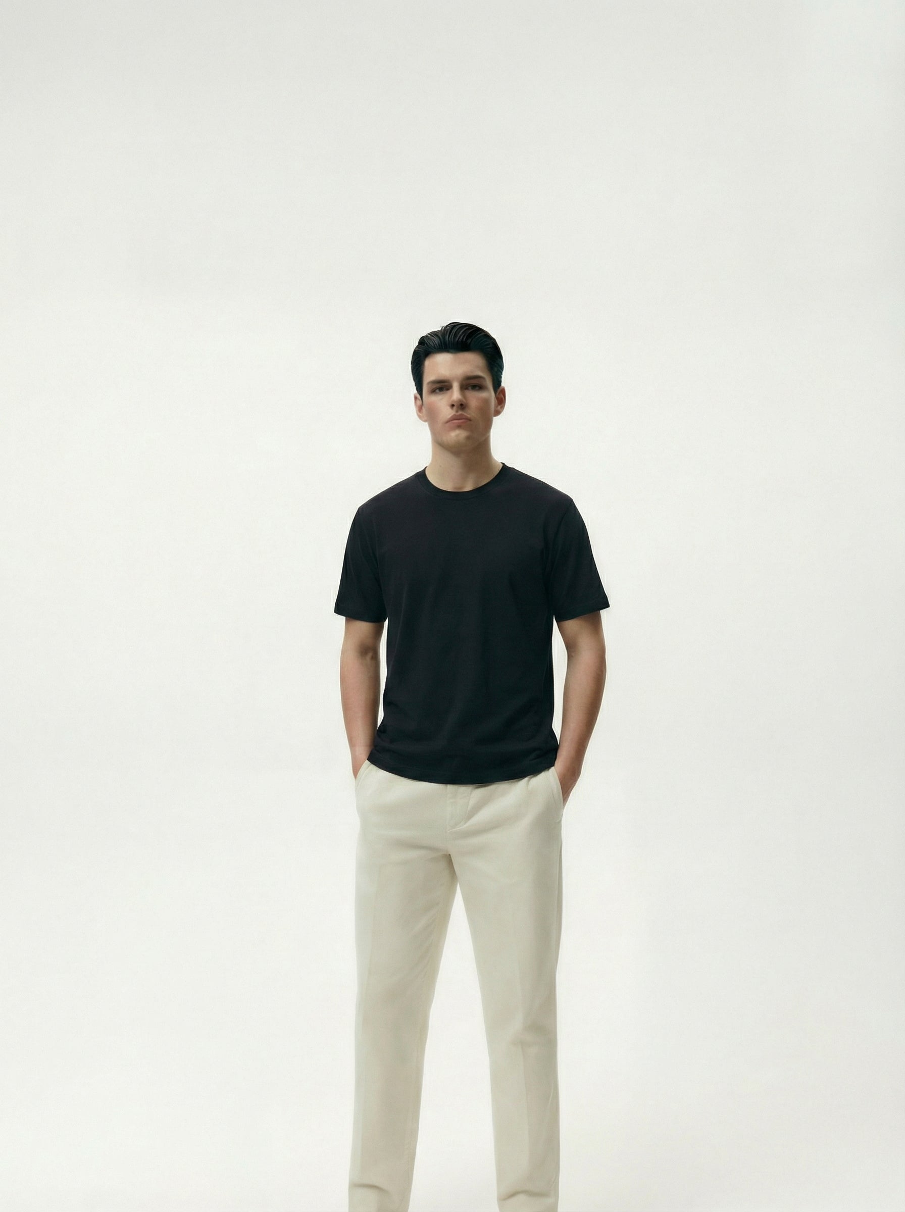 Solid Black Round Neck Tshirt