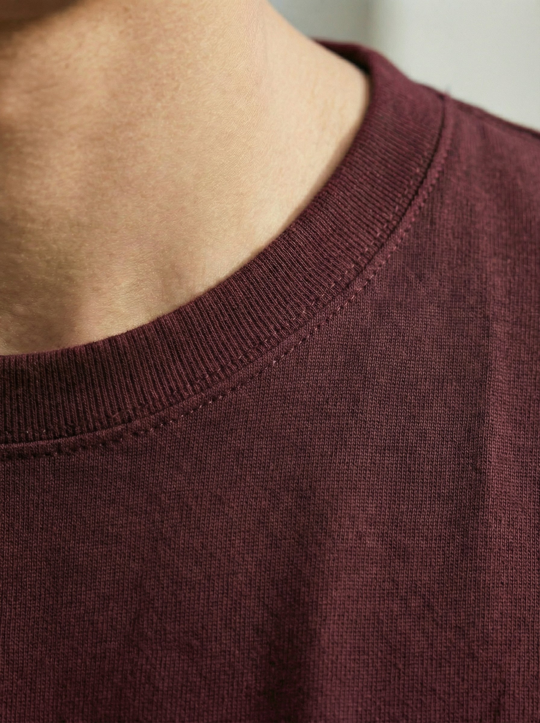 Solid Round Neck Maroon Tshirt