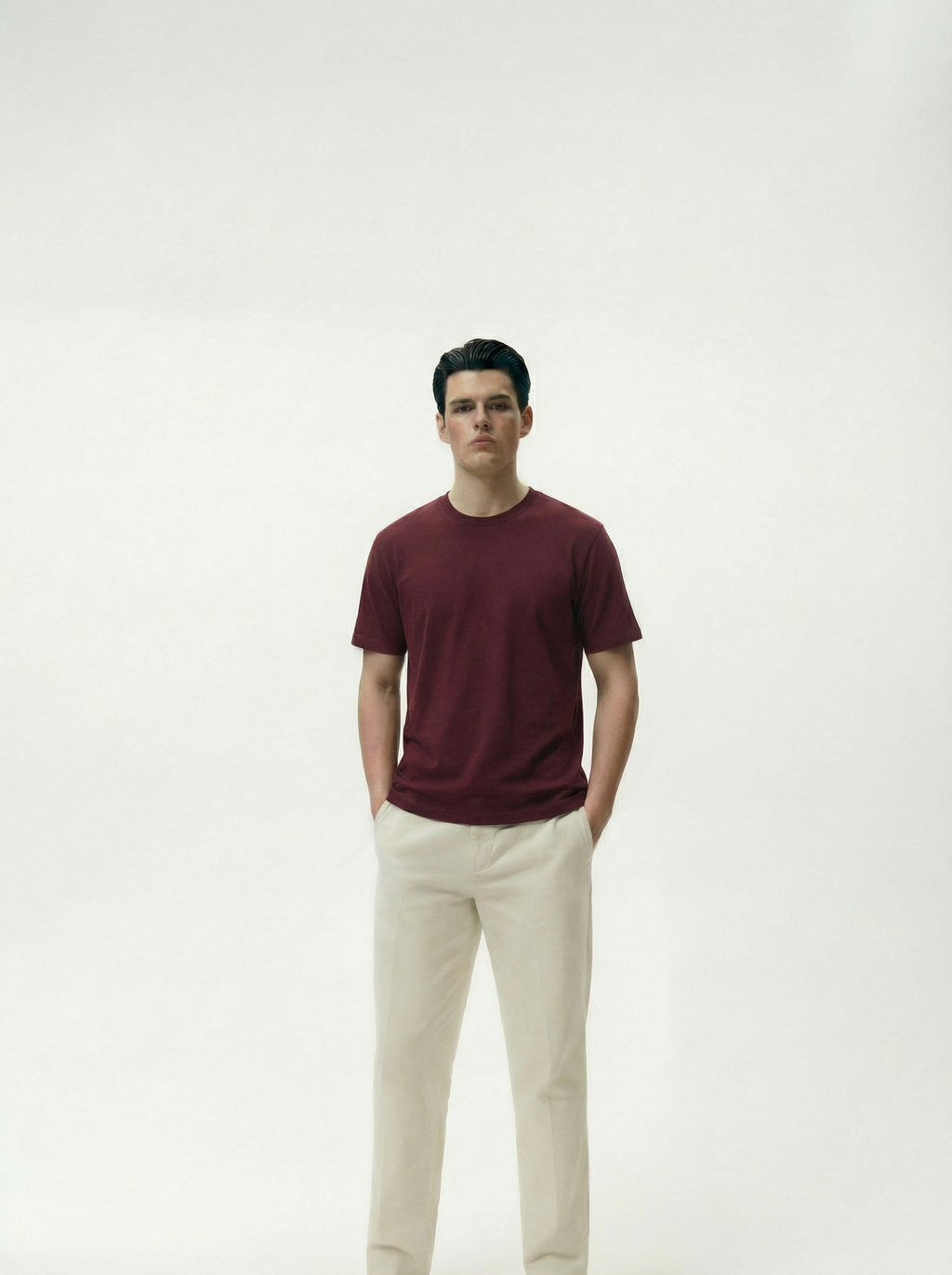 Solid Round Neck Maroon Tshirt