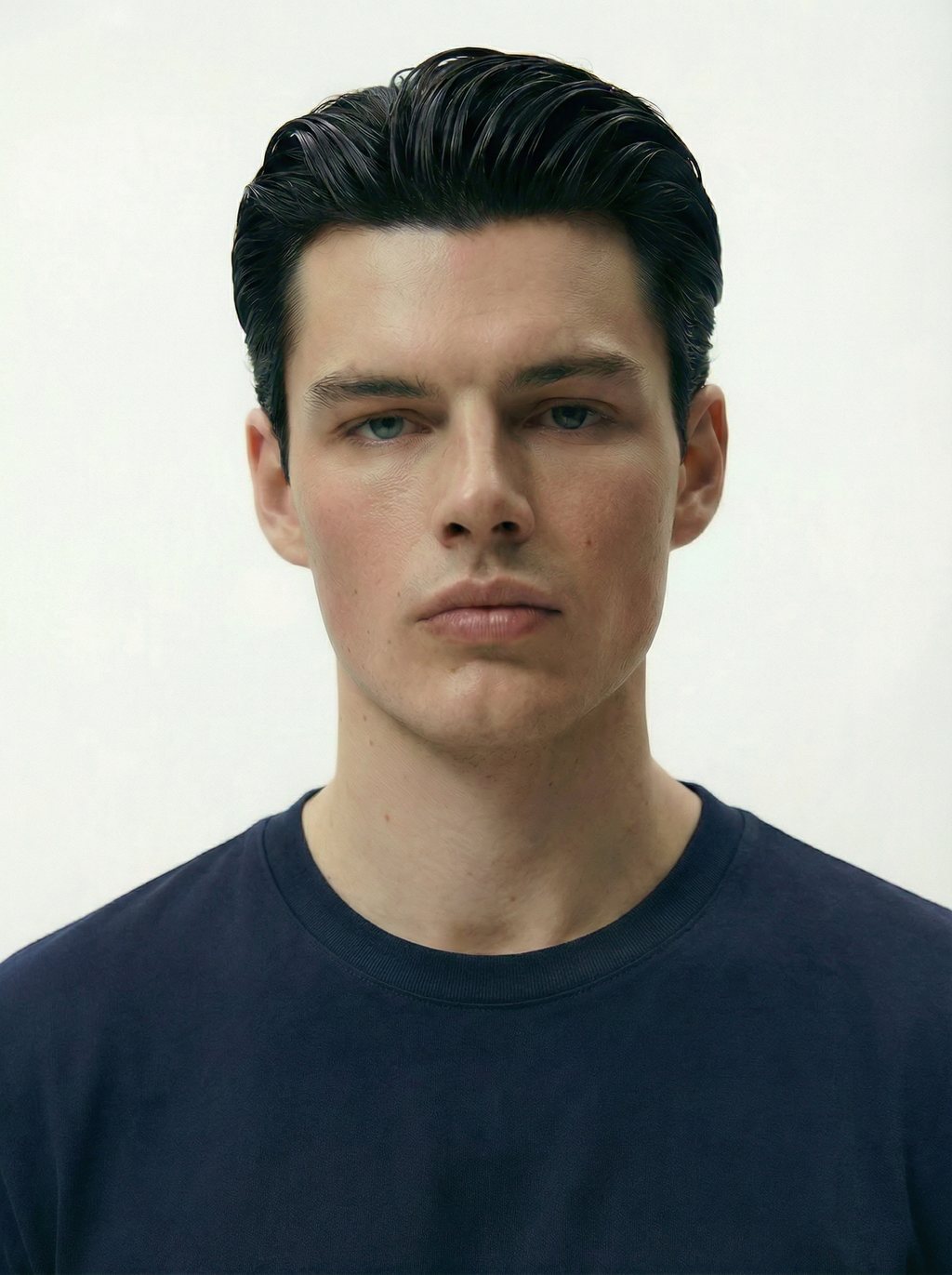 Solid Round Neck Navy Blue Tshirt